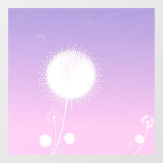 Elegant White Dandelion Floral Window Cling