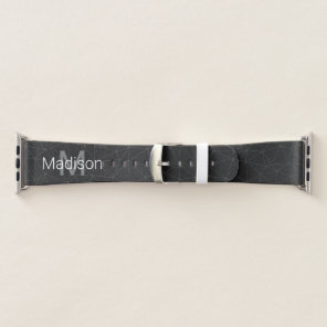 Elegant White Dark grey geometric mesh Monogram Apple Watch Band