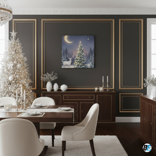 Elegant White Deer Winter Forest, Ethereal X-Mas Faux Canvas Print