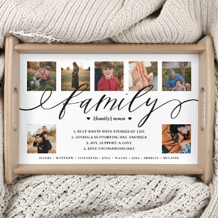 Elegant White Definition of family Photo Keepsake Serving Tray