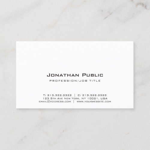 Elegant White Design Modern Creative Plain Business Card