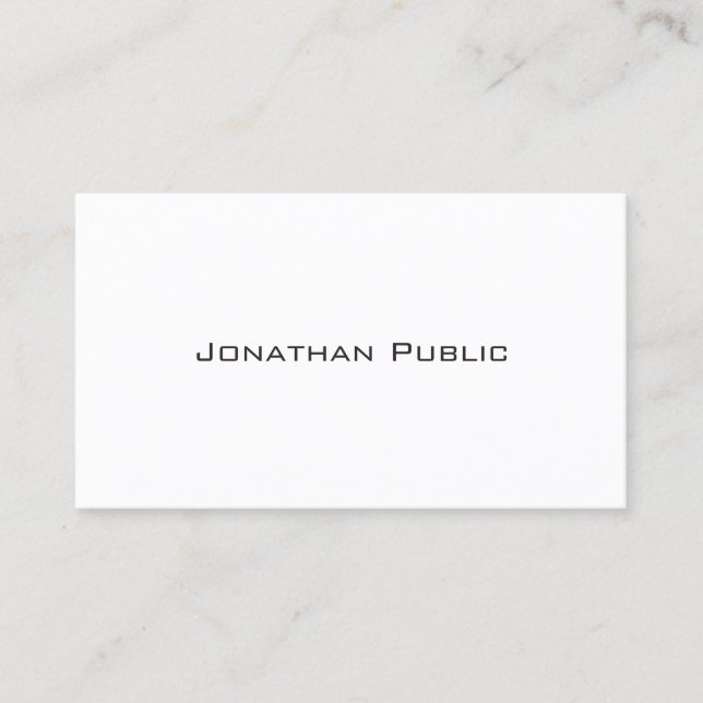 Elegant White Design Modern Plain Creative Business Card (Front)