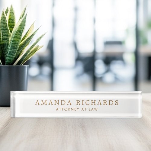 Elegant white desk name plate