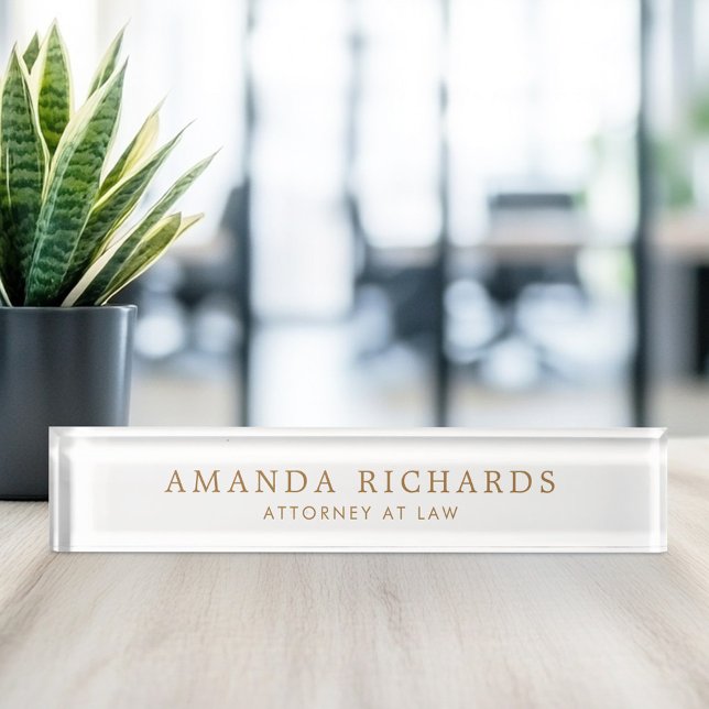 Elegant white desk name plate (Elegant white desk name plate)