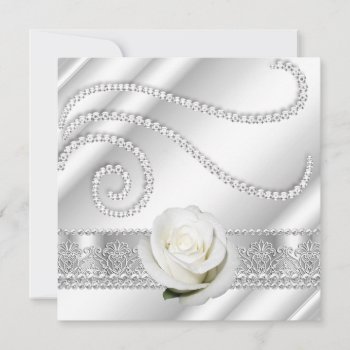 Elegant White Diamonds And Roses Birthday Party Invitation by Zizzago at Zazzle