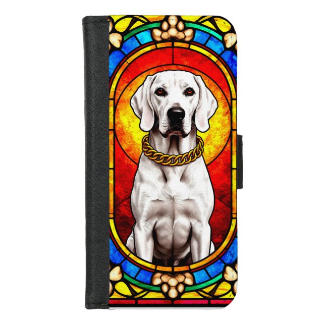 Elegant White Dog Art iPhone Wallet Case (Front)