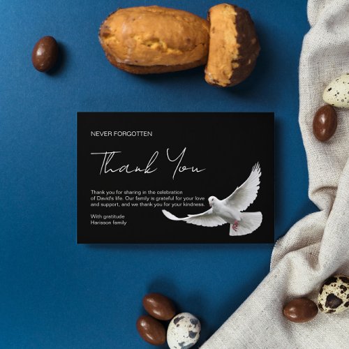 Elegant White Dove Custom Photo Funeral Thank You Card