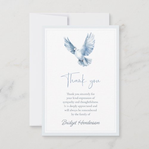 Elegant White Dove Funeral Thank You Card