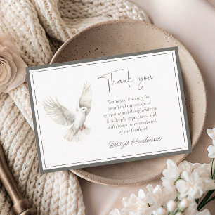Elegant White Dove Funeral Thank You Card