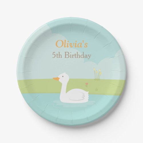 Elegant White Duck Birthday Party Paper Plates