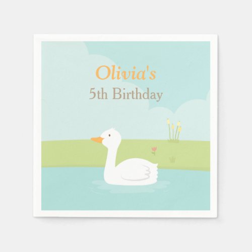 Elegant White Duck Birthday Party Supplies Napkins