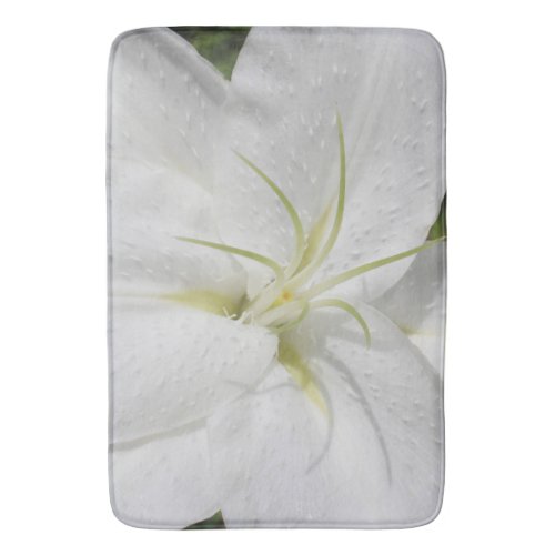 Elegant White Easter Lily Floral Bath Mat