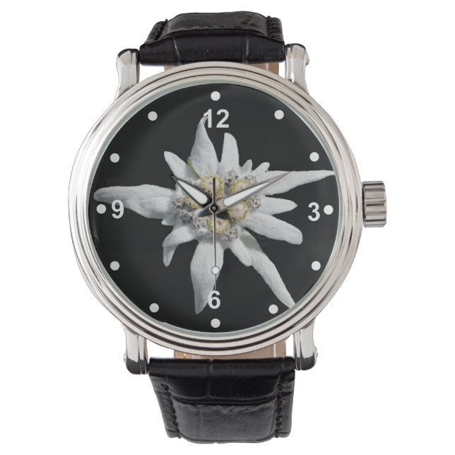 Elegant White Edelweiss Watch (Front)