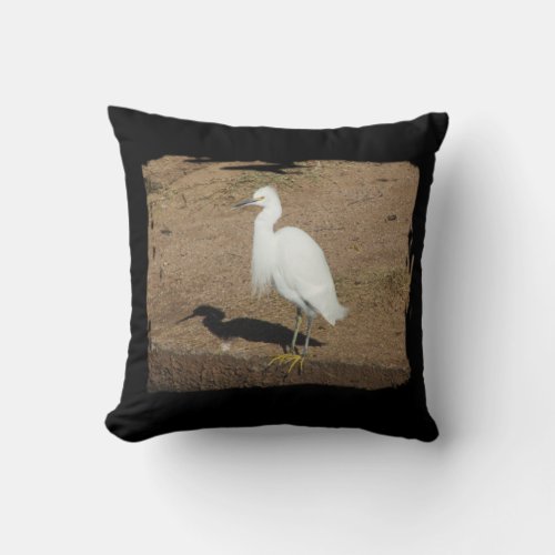 Elegant White Egret Photo Large Wild Bird Throw Pillow
