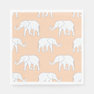 Elegant White Elephant Pattern on Soft Pastel Napkins
