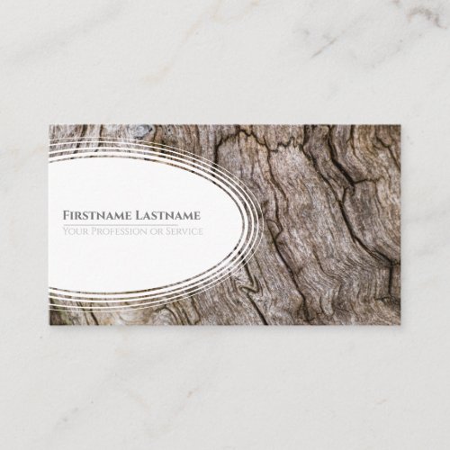 Elegant white ellipse wooden style wood grain business card