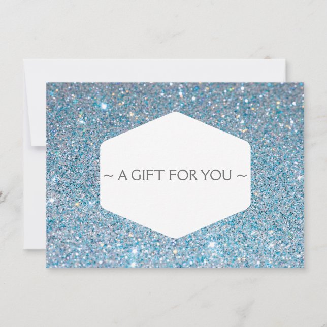 ELEGANT WHITE EMBLEM BLUE GLITTER Gift Certificate (Front)