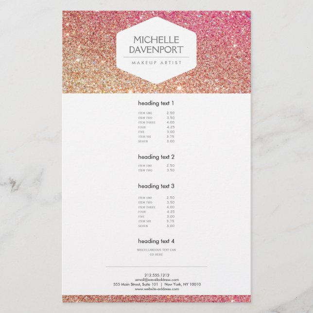 ELEGANT WHITE EMBLEM BRONZE/PINK OMBRE GLITTER FLYER (Front)