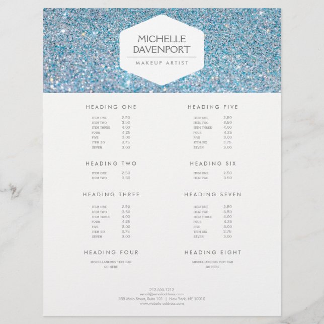 ELEGANT WHITE EMBLEM ON BLUE GLITTER FLYER (Front)