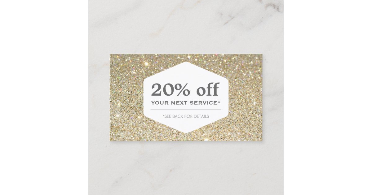 ELEGANT WHITE EMBLEM ON GOLD Discount Coupon Card Zazzle