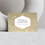 ELEGANT WHITE EMBLEM ON GOLD GLITTER BACKGROUND BUSINESS CARD