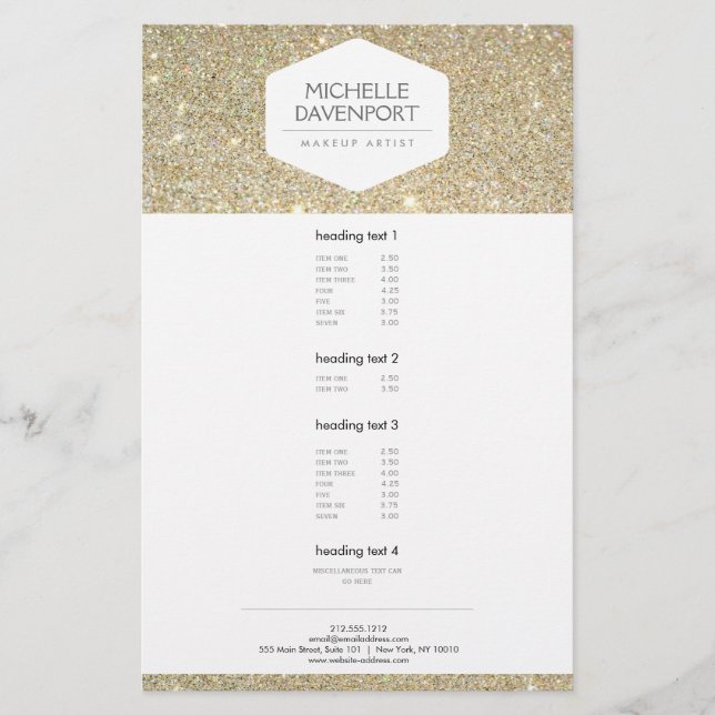 ELEGANT WHITE EMBLEM ON GOLD GLITTER Flyer (Front)