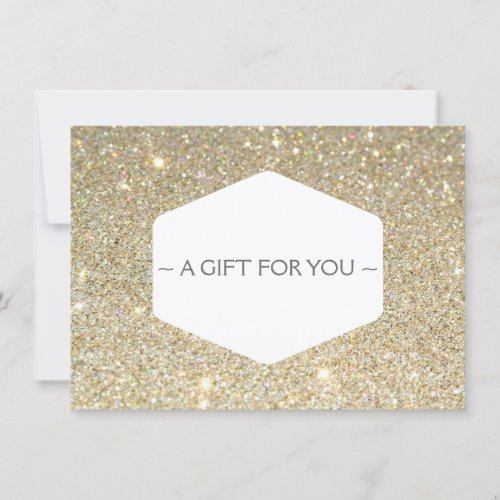 ELEGANT WHITE EMBLEM ON GOLD GLITTER Gift Card