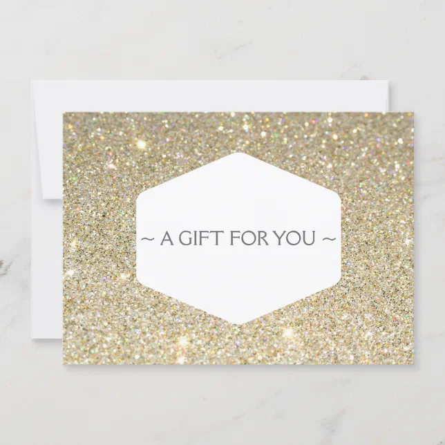 ELEGANT WHITE EMBLEM ON GOLD GLITTER Gift Card Zazzle