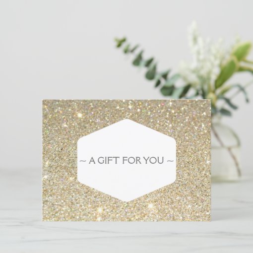 ELEGANT WHITE EMBLEM ON GOLD GLITTER Gift Card Zazzle