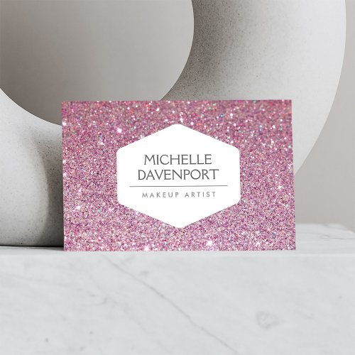 ELEGANT WHITE EMBLEM ON PINK GLITTER BACKGROUND BUSINESS CARD TEMPLATES