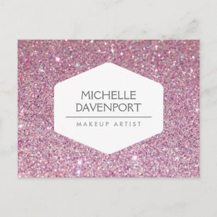 ELEGANT WHITE EMBLEM ON PINK GLITTER Postcard