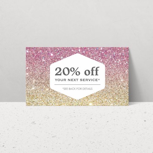 ELEGANT WHITE EMBLEM ON PINK OMBRE Coupon Card