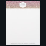 ELEGANT WHITE EMBLEM ON PINK OMBRE GLITTER LETTERHEAD<br><div class="desc">Coordinates with the ELEGANT WHITE EMBLEM ON PINK OMBRE GLITTER BACKGROUND business collateral. © 1201AM CREATIVE,  LLC</div>
