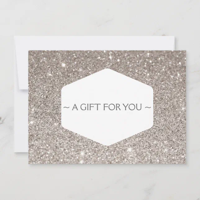 ELEGANT WHITE EMBLEM SILVER GLITTER Gift Card | Zazzle