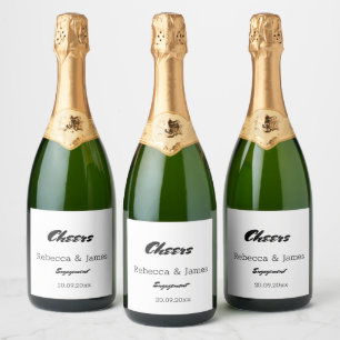Elegant White Engagement Party Favors Sparkling Wine Label