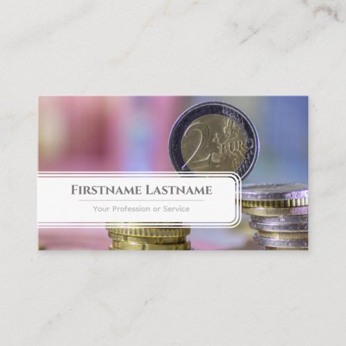 Elegant white euro money currency financial expert business card