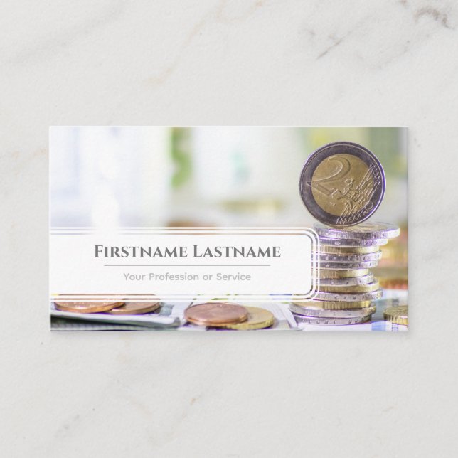 Elegant white euro money currency financial expert business card (Front)