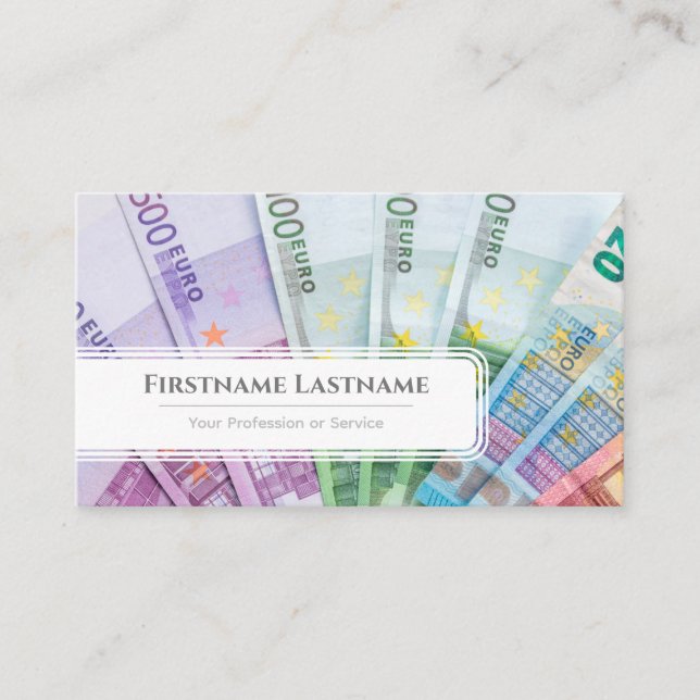 Elegant white euro money currency financial expert business card (Front)