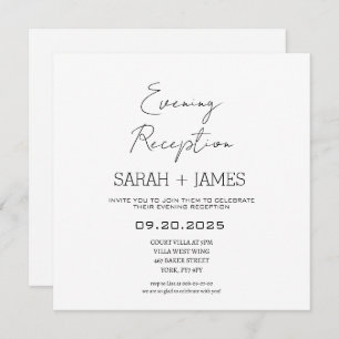 Elegant White Evening Reception Wedding Square Invitation