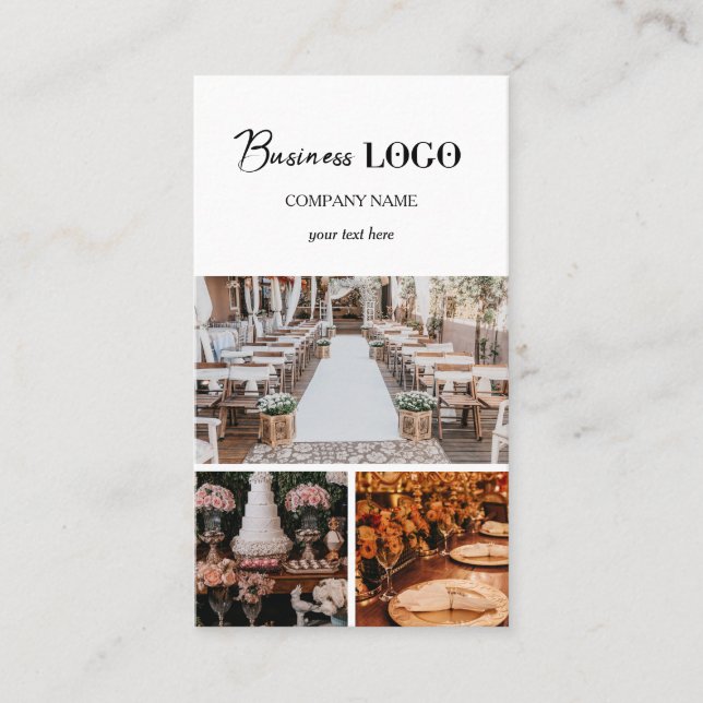 Elegant White Event Planning Business 3 Photos Business Card