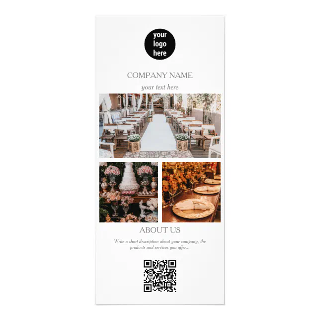 Elegant White Event Planning Business 3 Photos Rack Card | Zazzle