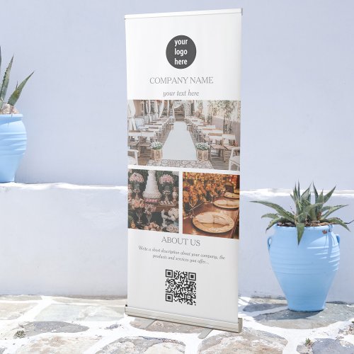 Elegant White Event Planning Business 3 Photos Retractable Banner