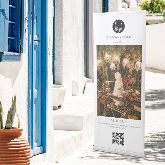 Elegant White Event Planning Business Photo Retractable Banner (Creator Uploaded)