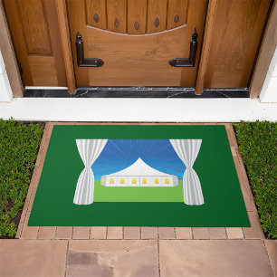 Elegant White Event Tent with Curtains Doormat
