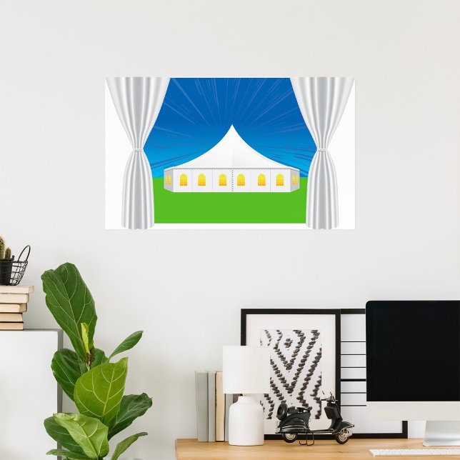 Elegant White Event Tent with Curtains Poster (Creator Uploaded)