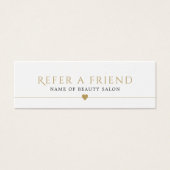 Elegant White Faux Gold Beauty Salon Referral Card (Front)