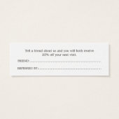 Elegant White Faux Gold Beauty Salon Referral Card (Back)