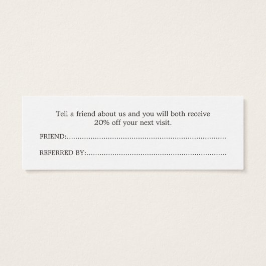 Elegant White Faux Gold Beauty Salon Referral Card (Back)