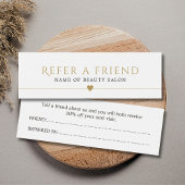 Elegant White Faux Gold Beauty Salon Referral Card