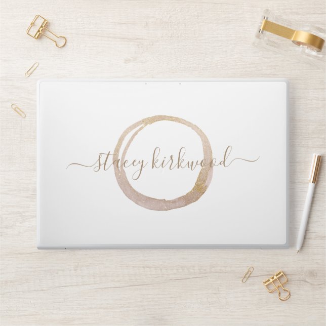 Elegant White & Faux Gold Glitter with Name HP Laptop Skin (Desk)